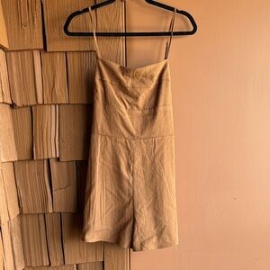 Camel Brown Spaghetti Strap Romper
